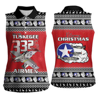 Tuskegee Red Tails Airmen Christmas Women Sleeveless Polo Shirt P-51 Mustang 332nd Fighter Group - Wonder Print Shop