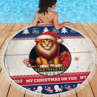 Liberia Christmas Beach Blanket My Christmas On You - Lion Santa - Wonder Print Shop
