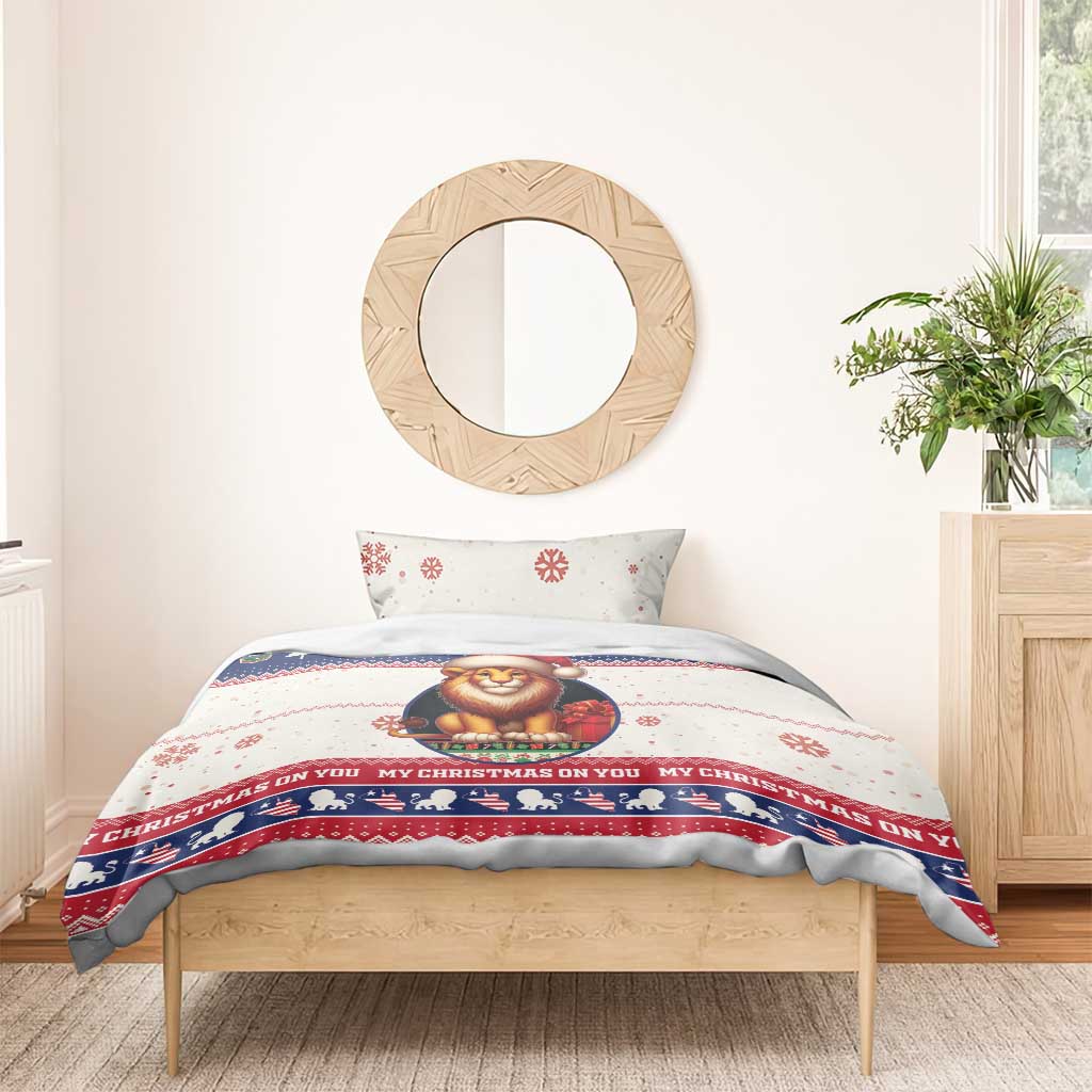 Liberia Christmas Bedding Set My Christmas On You - Lion Santa - Wonder Print Shop