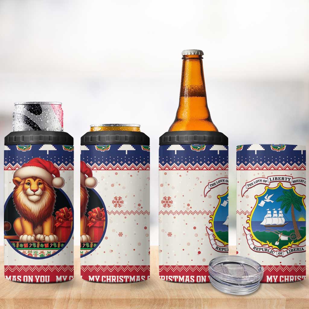 Liberia Christmas 4 in 1 Can Cooler Tumbler My Christmas On You - Lion Santa - Wonder Print Shop