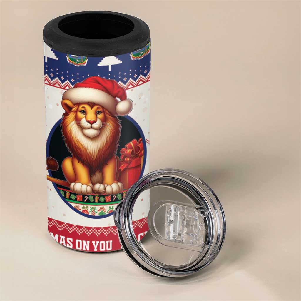 Liberia Christmas 4 in 1 Can Cooler Tumbler My Christmas On You - Lion Santa - Wonder Print Shop