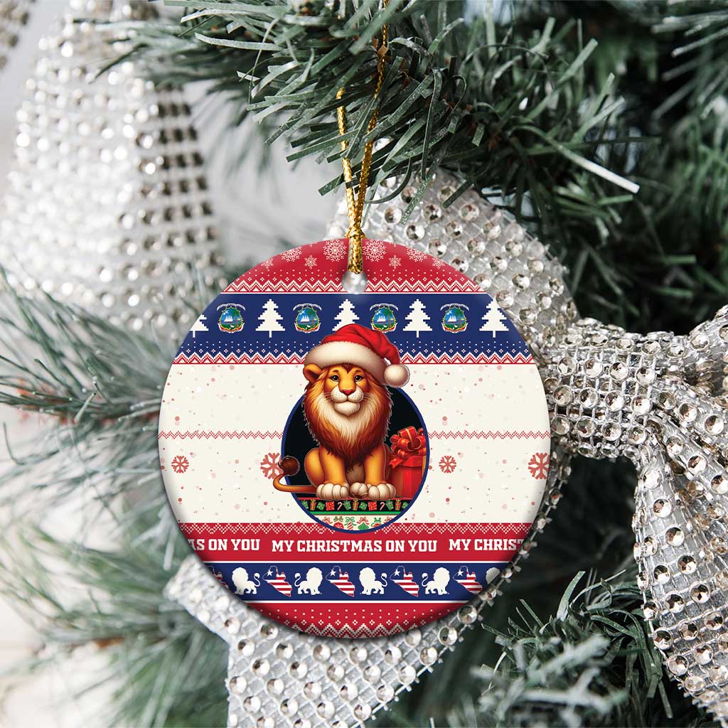 Liberia Christmas Ceramic Ornament My Christmas On You - Lion Santa - Wonder Print Shop