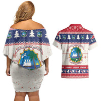 Liberia Christmas Couples Matching Off Shoulder Short Dress and Hawaiian Shirt My Christmas On You - Lion Santa - Wonder Print Shop
