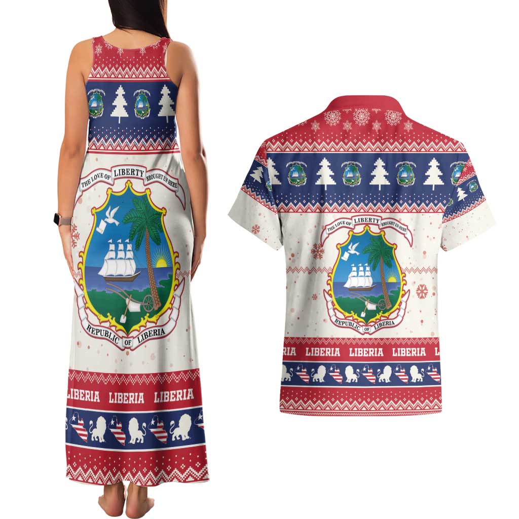 Liberia Christmas Couples Matching Tank Maxi Dress and Hawaiian Shirt My Christmas On You - Lion Santa - Wonder Print Shop