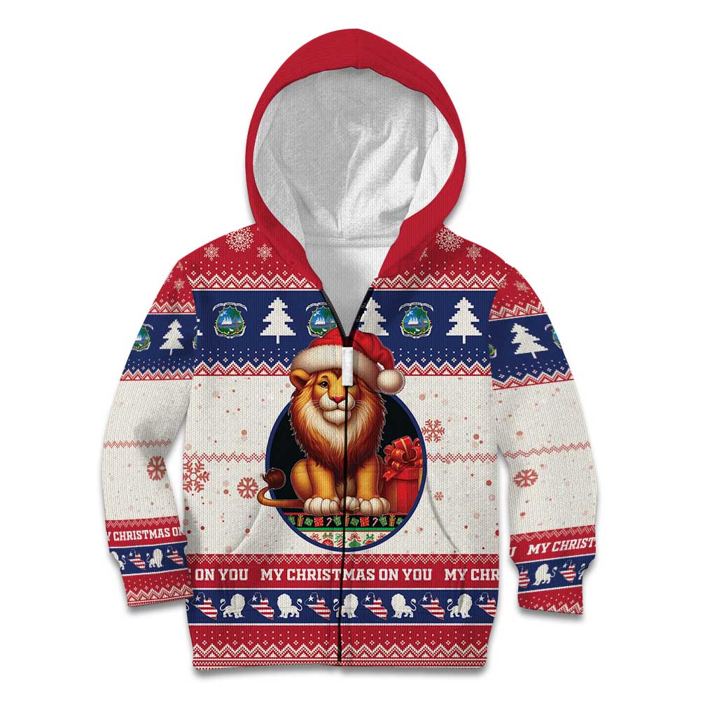 Liberia Christmas Kid Hoodie My Christmas On You - Lion Santa - Wonder Print Shop