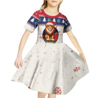 Liberia Christmas Kid Short Sleeve Dress My Christmas On You - Lion Santa - Wonder Print Shop