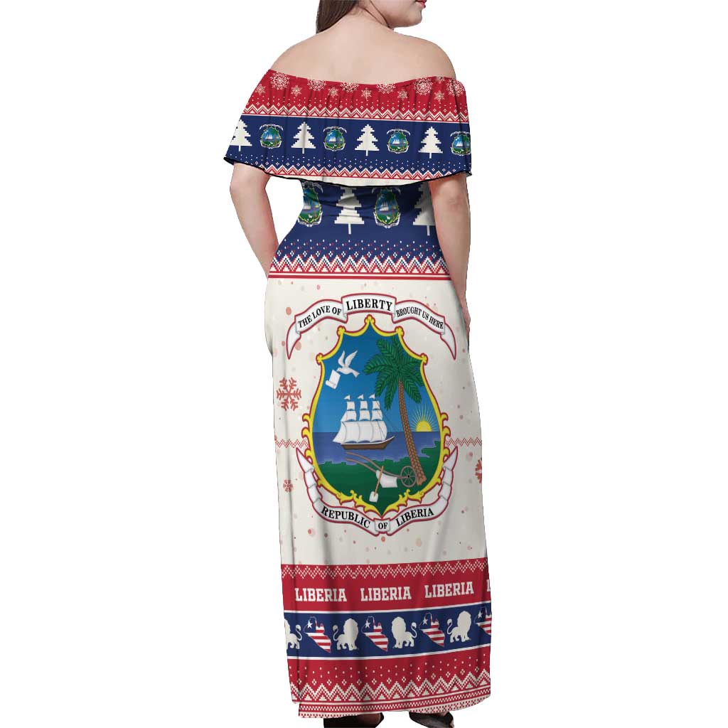 Liberia Christmas Off Shoulder Maxi Dress My Christmas On You - Lion Santa - Wonder Print Shop
