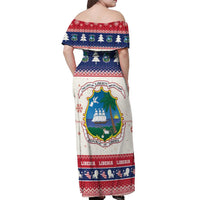 Liberia Christmas Off Shoulder Maxi Dress My Christmas On You - Lion Santa - Wonder Print Shop