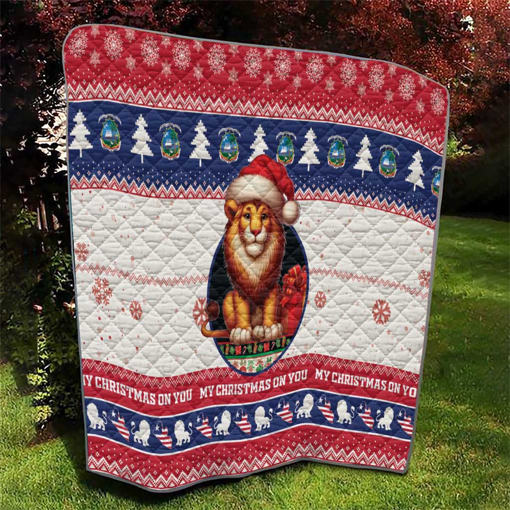 Liberia Christmas Quilt My Christmas On You - Lion Santa - Wonder Print Shop