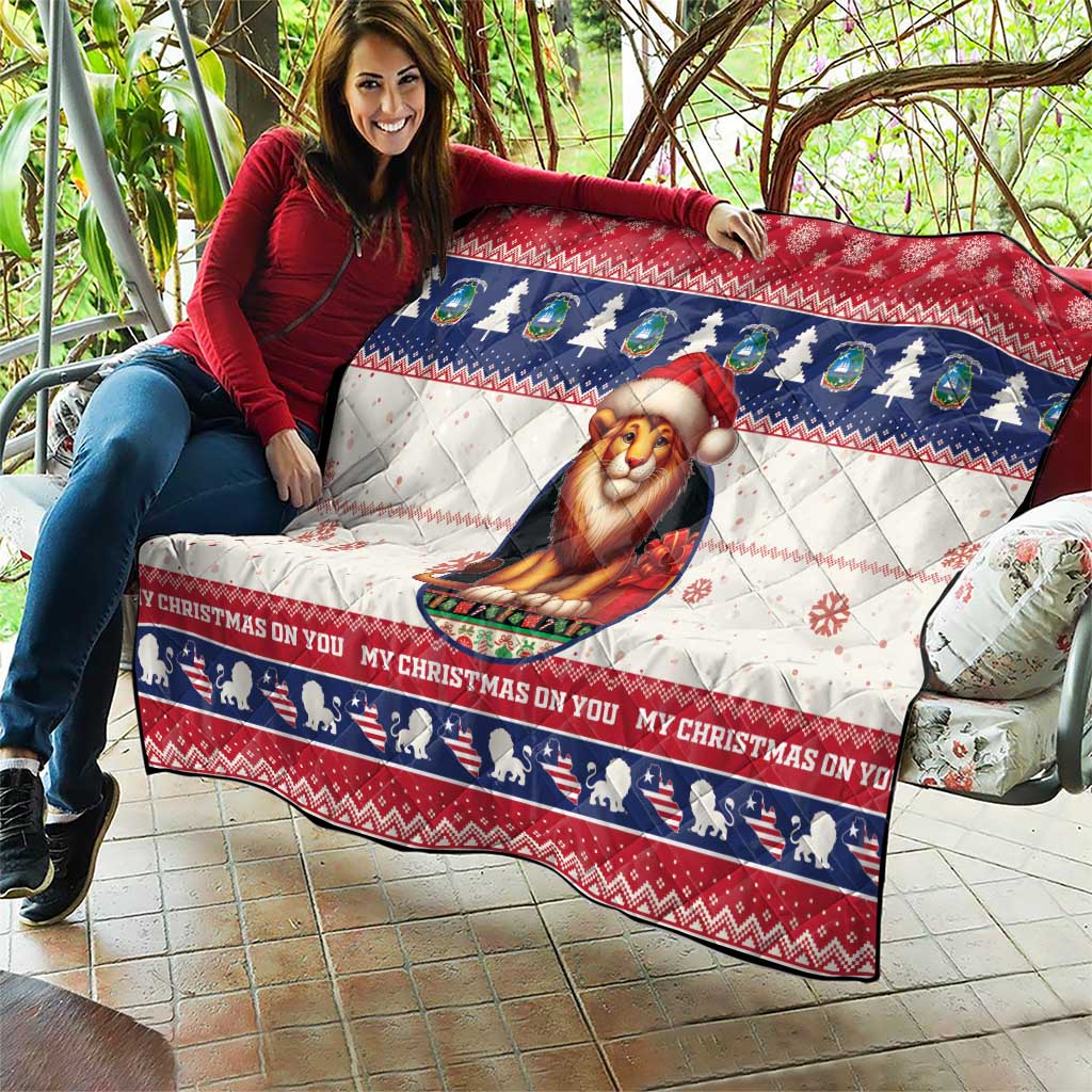 Liberia Christmas Quilt My Christmas On You - Lion Santa - Wonder Print Shop