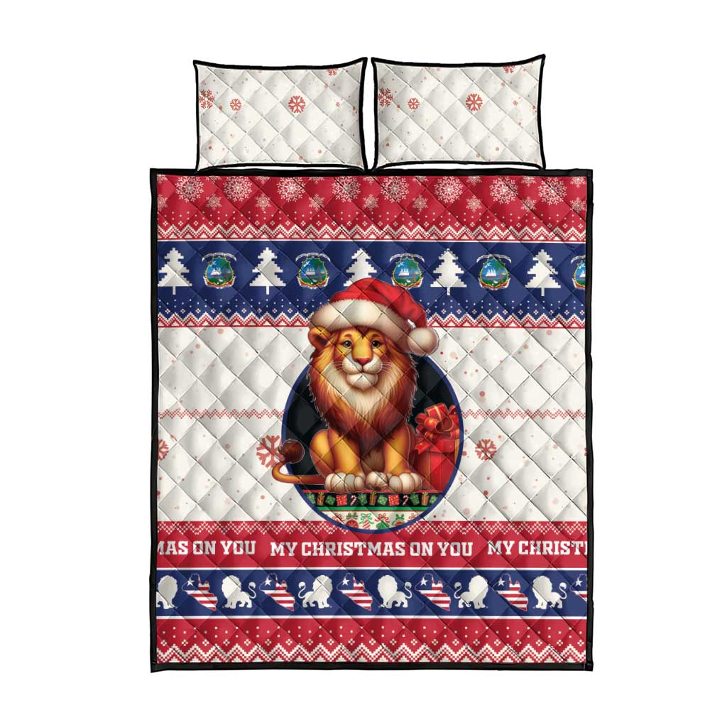 Liberia Christmas Quilt Bed Set My Christmas On You - Lion Santa - Wonder Print Shop