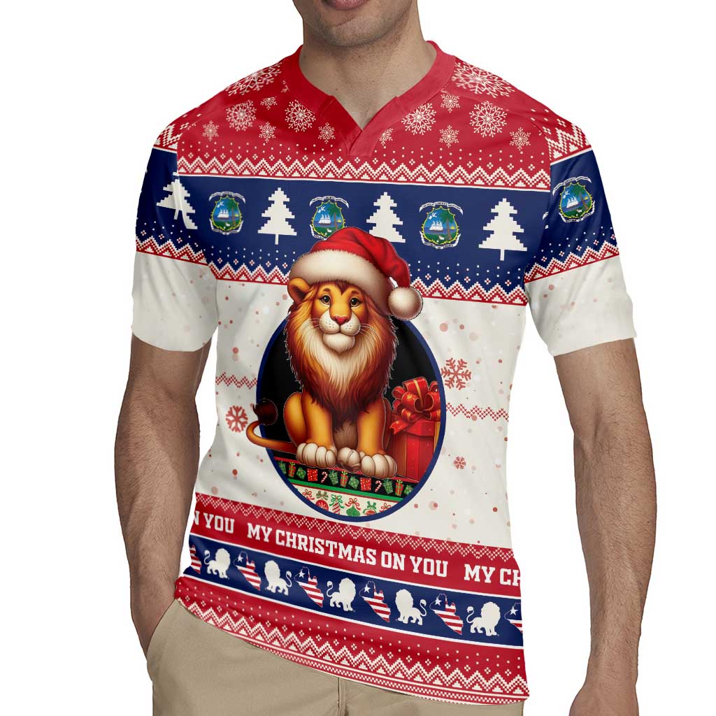 Liberia Christmas Rugby Jersey My Christmas On You - Lion Santa - Wonder Print Shop