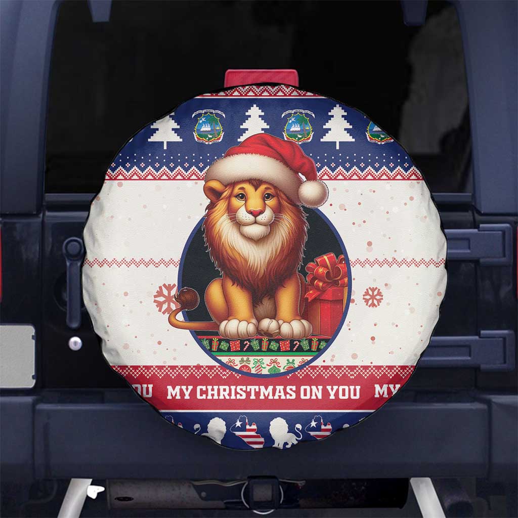 Liberia Christmas Spare Tire Cover My Christmas On You - Lion Santa - Wonder Print Shop