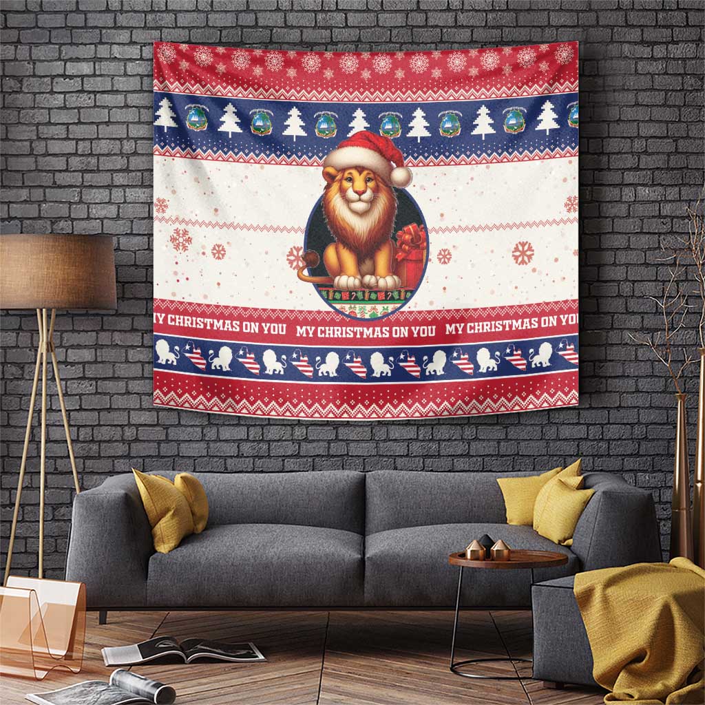 Liberia Christmas Tapestry My Christmas On You - Lion Santa - Wonder Print Shop