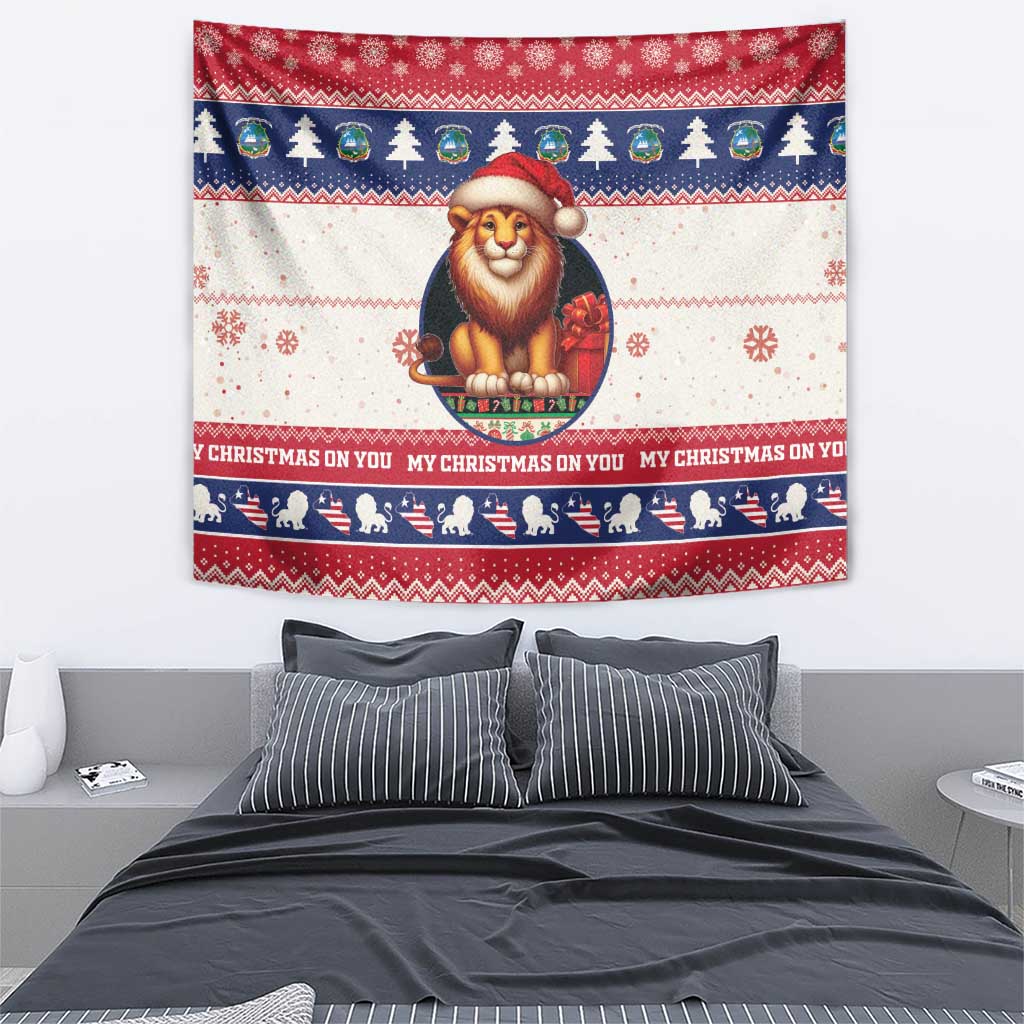 Liberia Christmas Tapestry My Christmas On You - Lion Santa - Wonder Print Shop