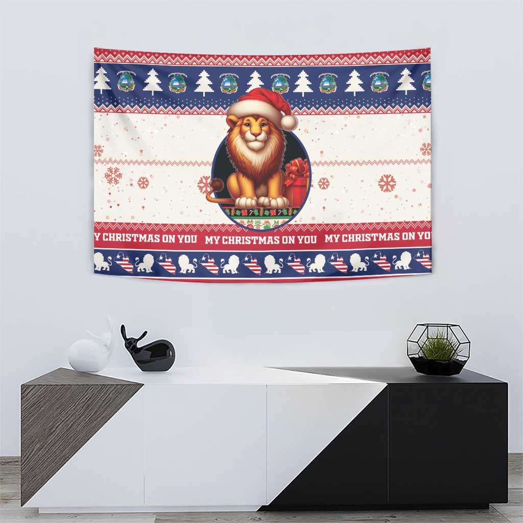 Liberia Christmas Tapestry My Christmas On You - Lion Santa - Wonder Print Shop