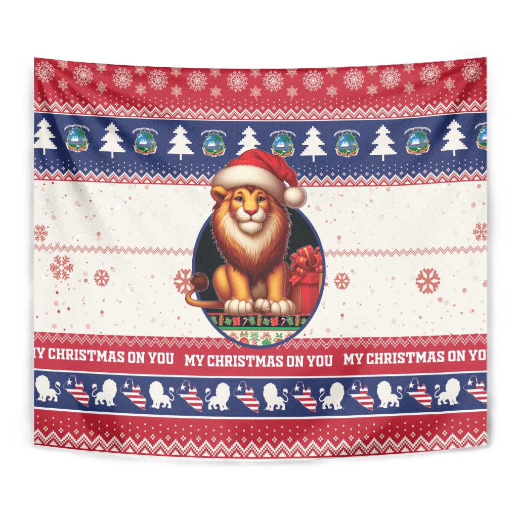 Liberia Christmas Tapestry My Christmas On You - Lion Santa - Wonder Print Shop