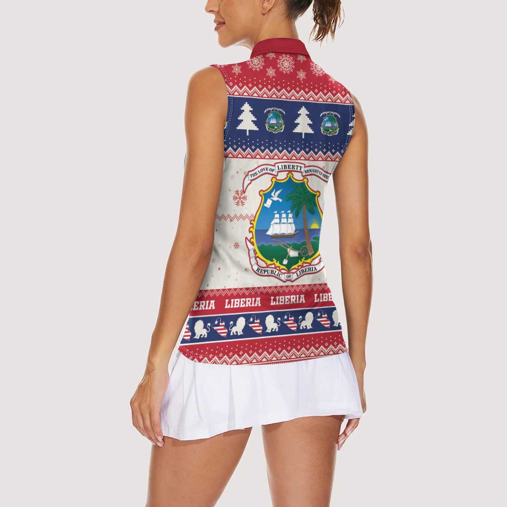 Liberia Christmas Women Sleeveless Polo Shirt My Christmas On You - Lion Santa - Wonder Print Shop