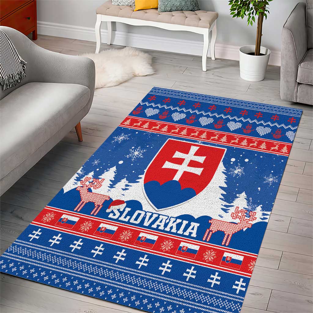 Slovakia Christmas Area Rug Vesele Vianoce - Coat Of Arms - Wonder Print Shop