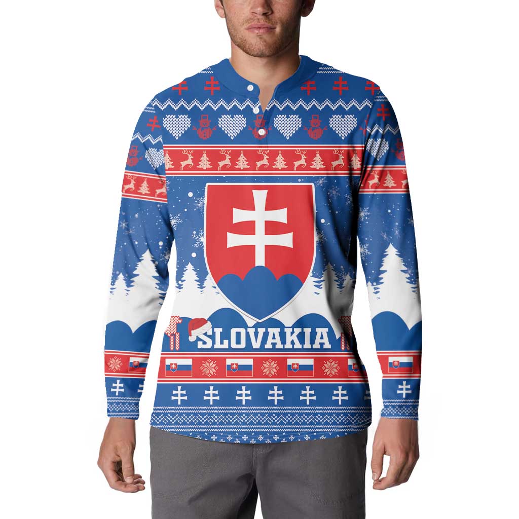 Slovakia Christmas Button Sweatshirt Vesele Vianoce - Coat Of Arms - Wonder Print Shop