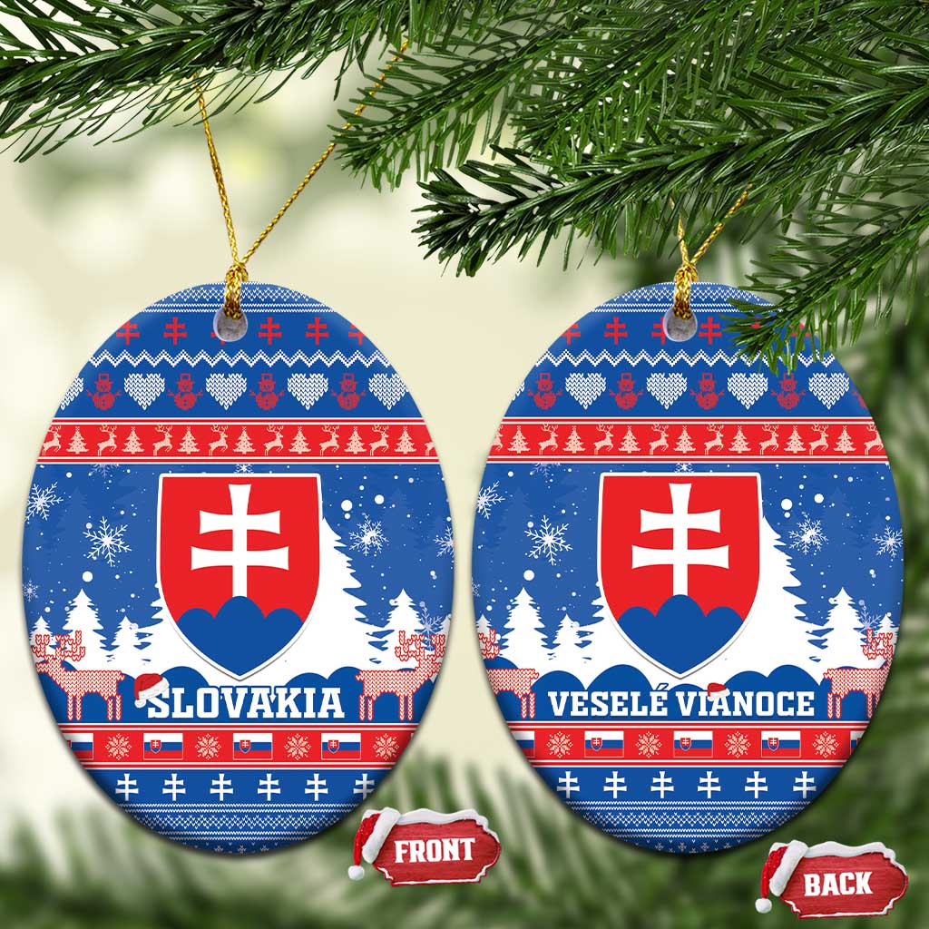 Slovakia Christmas Ceramic Ornament Vesele Vianoce - Coat Of Arms - Wonder Print Shop