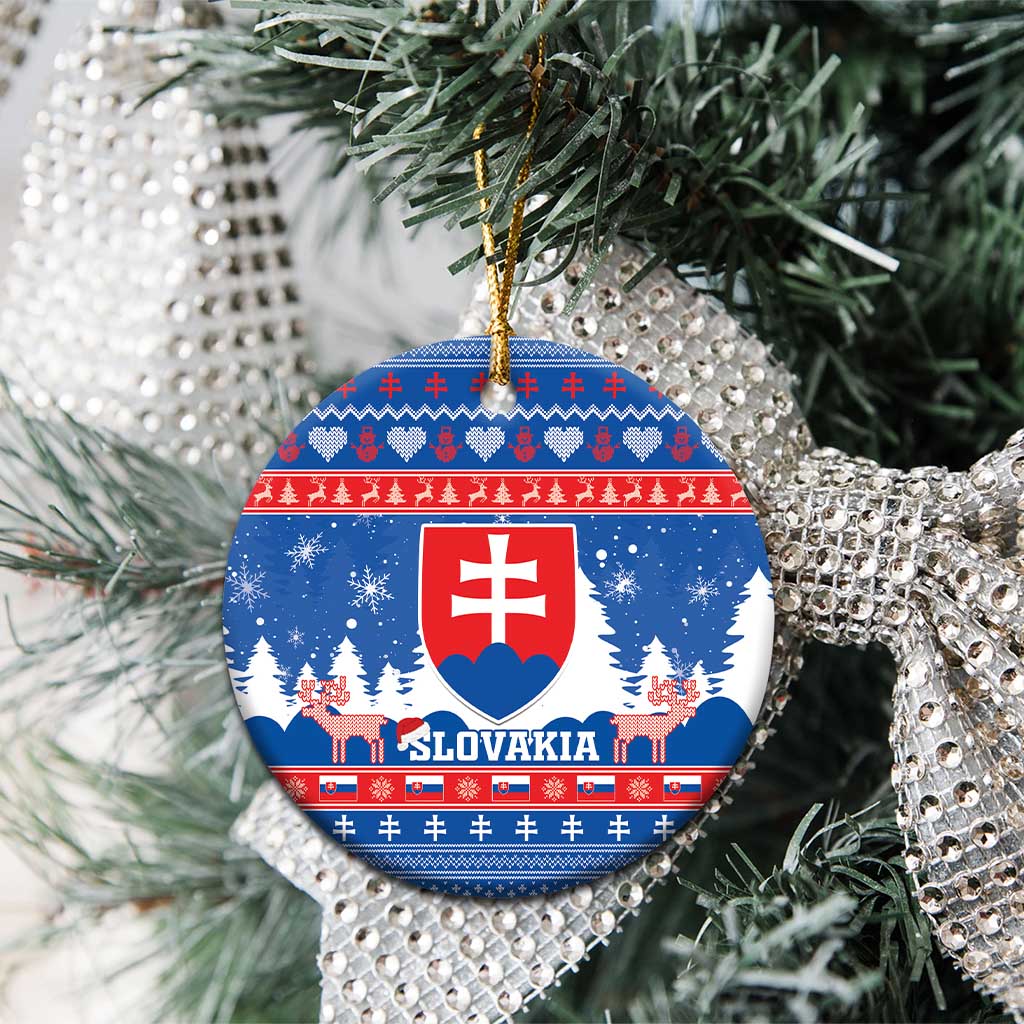 Slovakia Christmas Ceramic Ornament Vesele Vianoce - Coat Of Arms - Wonder Print Shop