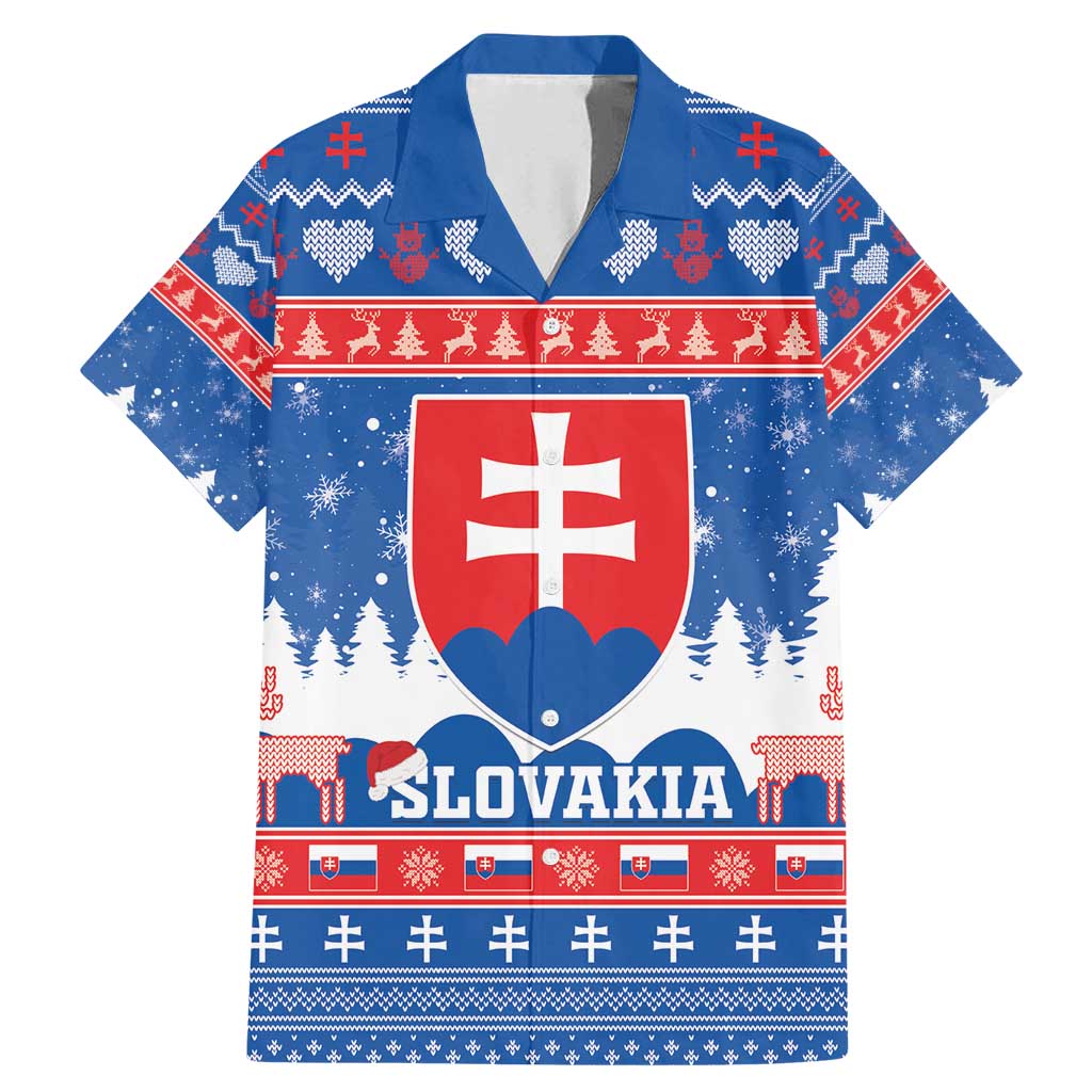 Slovakia Christmas Family Matching Mermaid Dress and Hawaiian Shirt Vesele Vianoce - Coat Of Arms - Wonder Print Shop