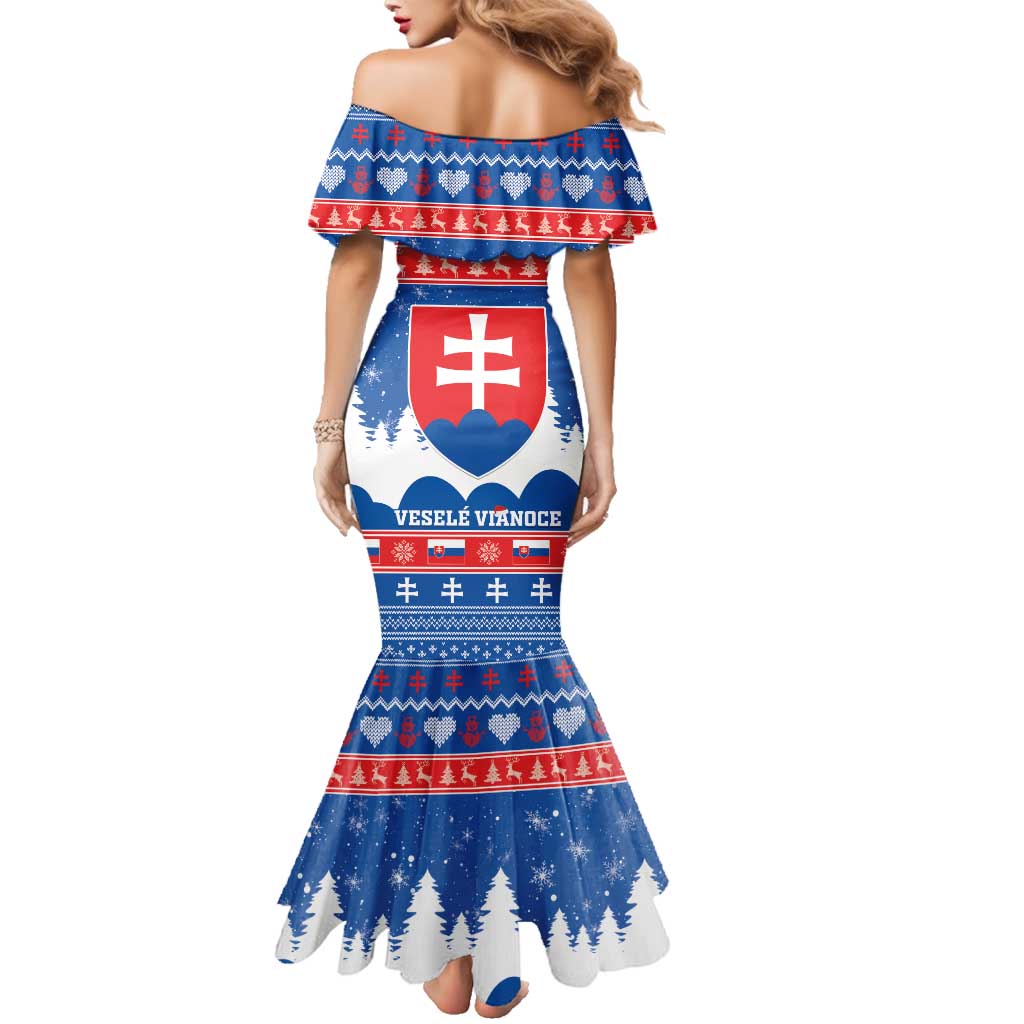 Slovakia Christmas Family Matching Mermaid Dress and Hawaiian Shirt Vesele Vianoce - Coat Of Arms - Wonder Print Shop