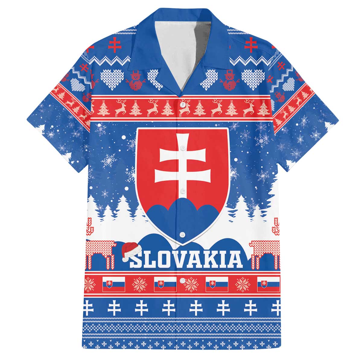 Slovakia Christmas Family Matching Off The Shoulder Long Sleeve Dress and Hawaiian Shirt Vesele Vianoce - Coat Of Arms - Wonder Print Shop
