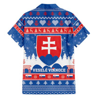 Slovakia Christmas Family Matching Off The Shoulder Long Sleeve Dress and Hawaiian Shirt Vesele Vianoce - Coat Of Arms - Wonder Print Shop