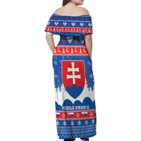 Slovakia Christmas Family Matching Off Shoulder Maxi Dress and Hawaiian Shirt Vesele Vianoce - Coat Of Arms - Wonder Print Shop