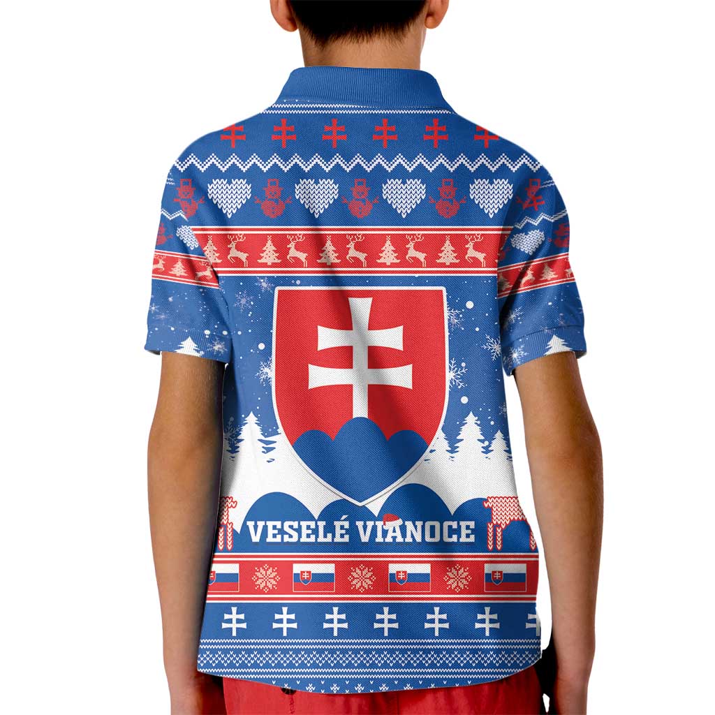 Slovakia Christmas Kid Polo Shirt Vesele Vianoce - Coat Of Arms - Wonder Print Shop