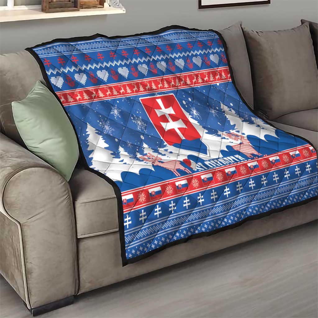 Slovakia Christmas Quilt Vesele Vianoce - Coat Of Arms - Wonder Print Shop