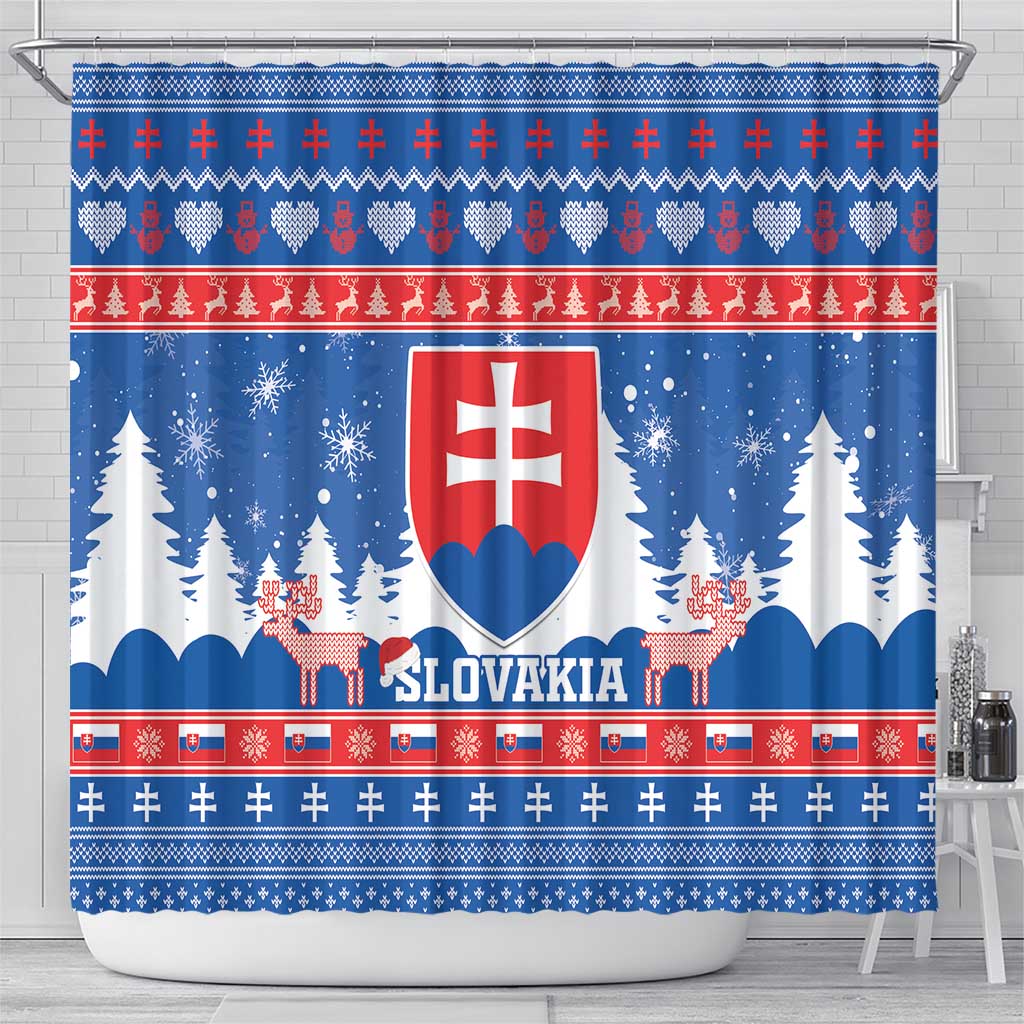 Slovakia Christmas Shower Curtain Vesele Vianoce - Coat Of Arms