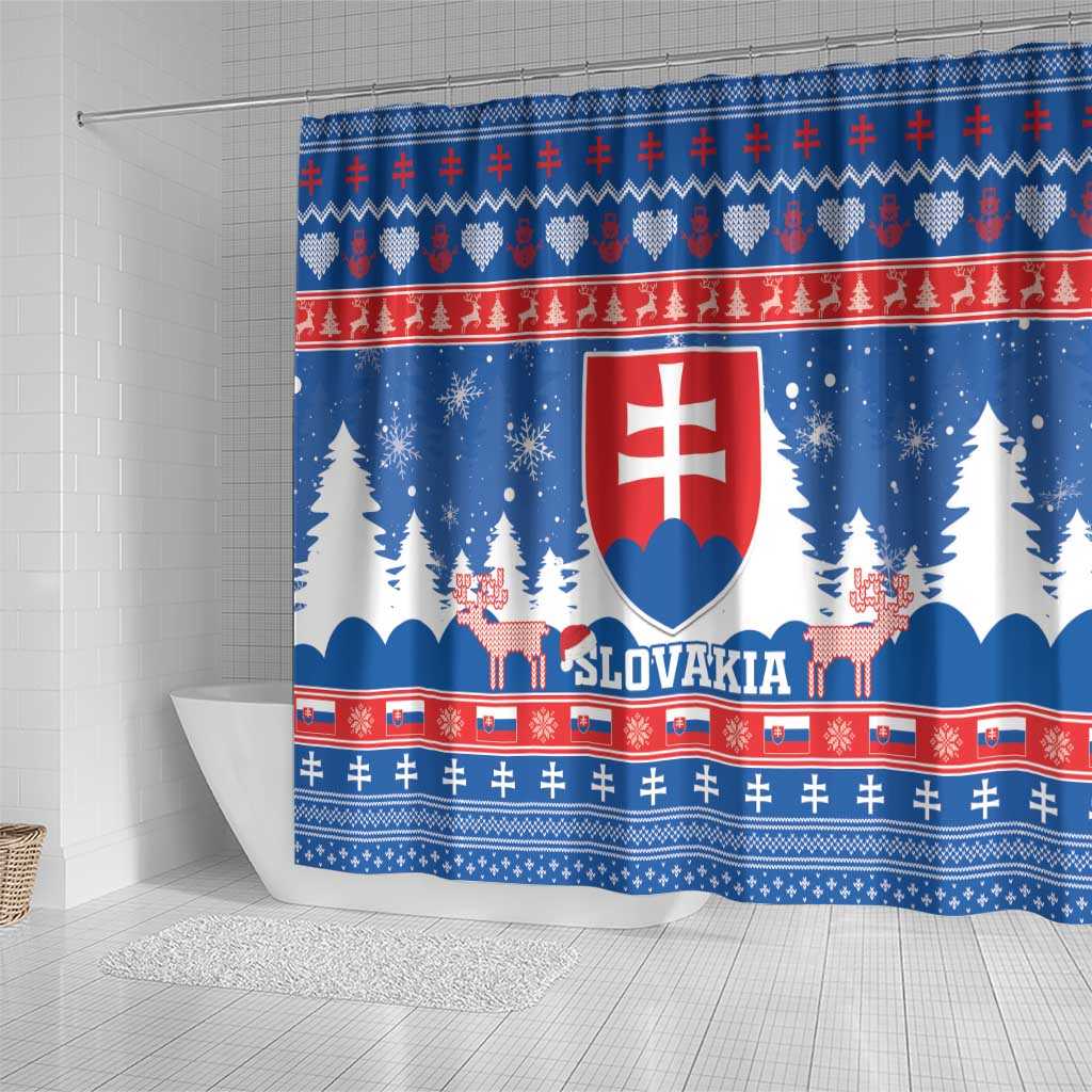 Slovakia Christmas Shower Curtain Vesele Vianoce - Coat Of Arms