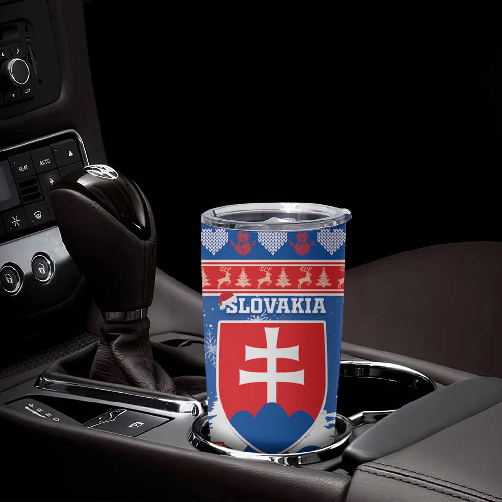 Slovakia Christmas Tumbler Cup Vesele Vianoce - Coat Of Arms - Wonder Print Shop