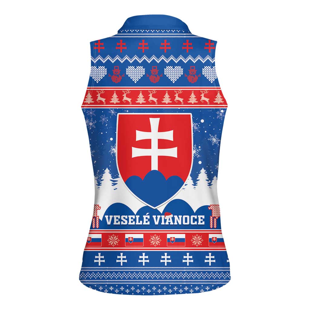 Slovakia Christmas Women Sleeveless Polo Shirt Vesele Vianoce - Coat Of Arms - Wonder Print Shop