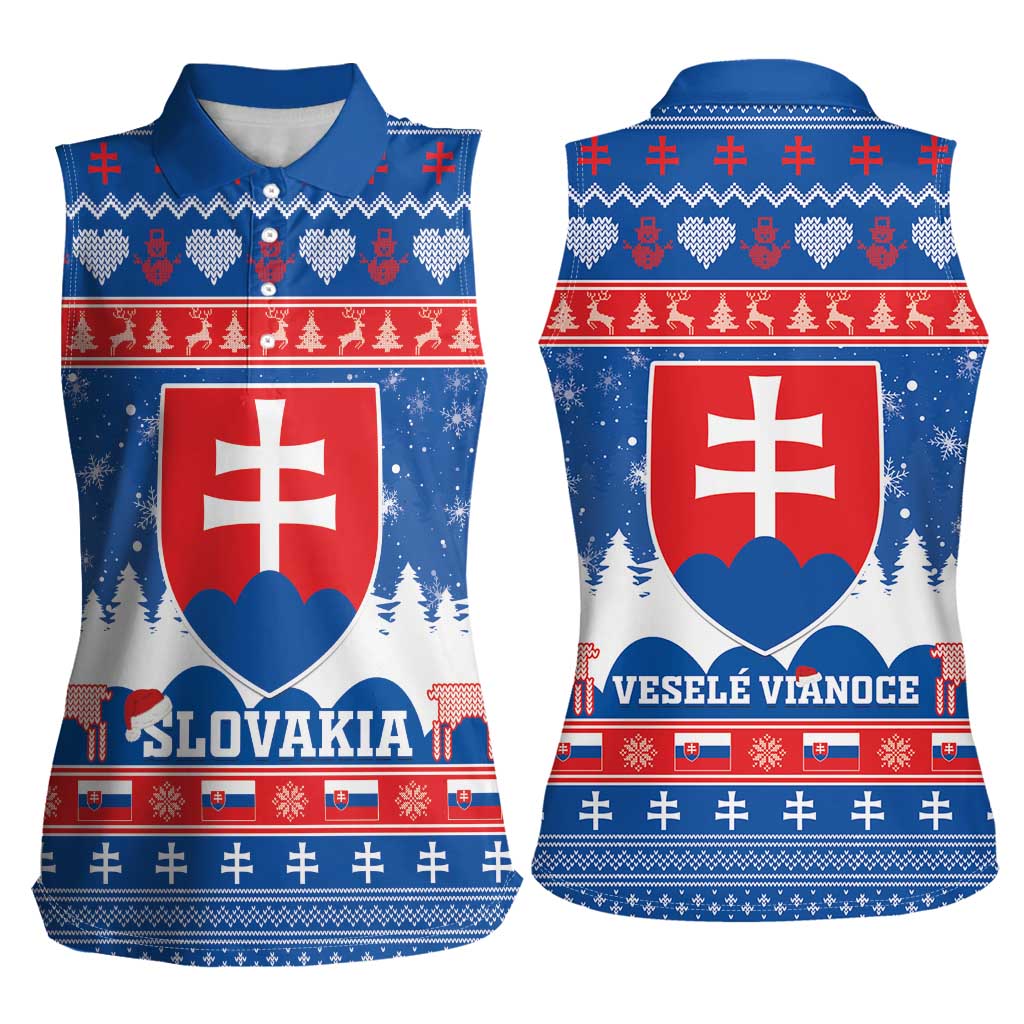 Slovakia Christmas Women Sleeveless Polo Shirt Vesele Vianoce - Coat Of Arms - Wonder Print Shop
