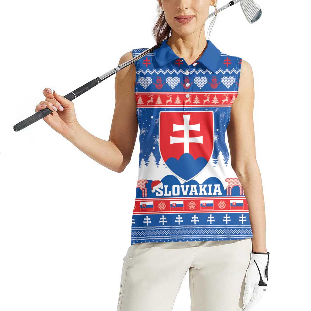 Slovakia Christmas Women Sleeveless Polo Shirt Vesele Vianoce - Coat Of Arms - Wonder Print Shop
