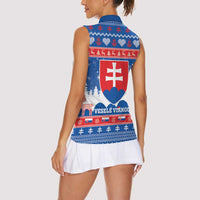 Slovakia Christmas Women Sleeveless Polo Shirt Vesele Vianoce - Coat Of Arms - Wonder Print Shop