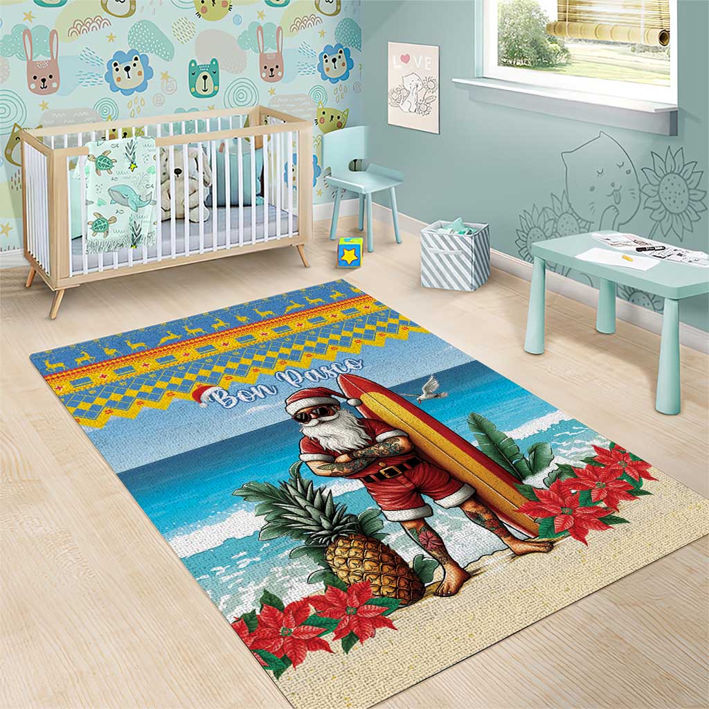 Aruba Christmas Area Rug Surfing Santa Bon Pasco - Wonder Print Shop