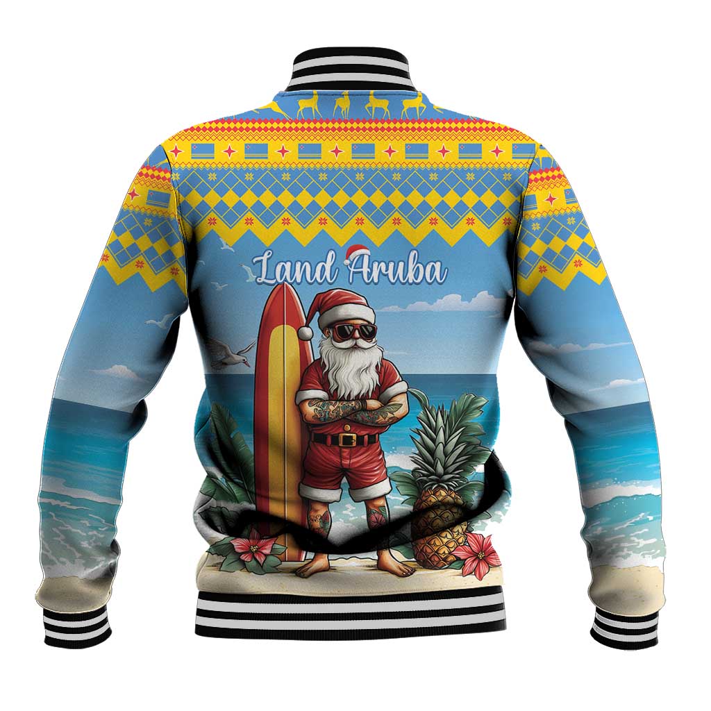 Aruba Christmas Baseball Jacket Surfing Santa Bon Pasco - Wonder Print Shop