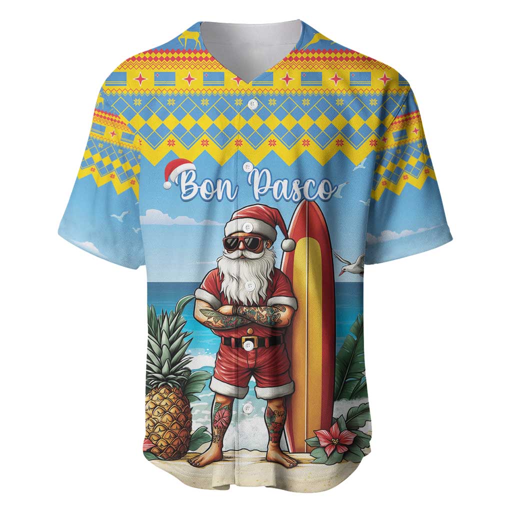 Aruba Christmas Baseball Jersey Surfing Santa Bon Pasco - Wonder Print Shop