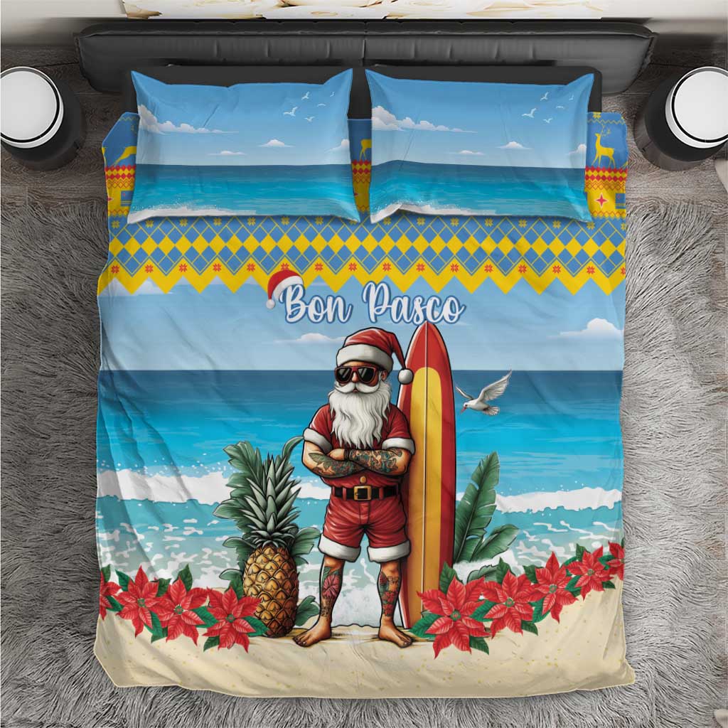 Aruba Christmas Bedding Set Surfing Santa Bon Pasco - Wonder Print Shop