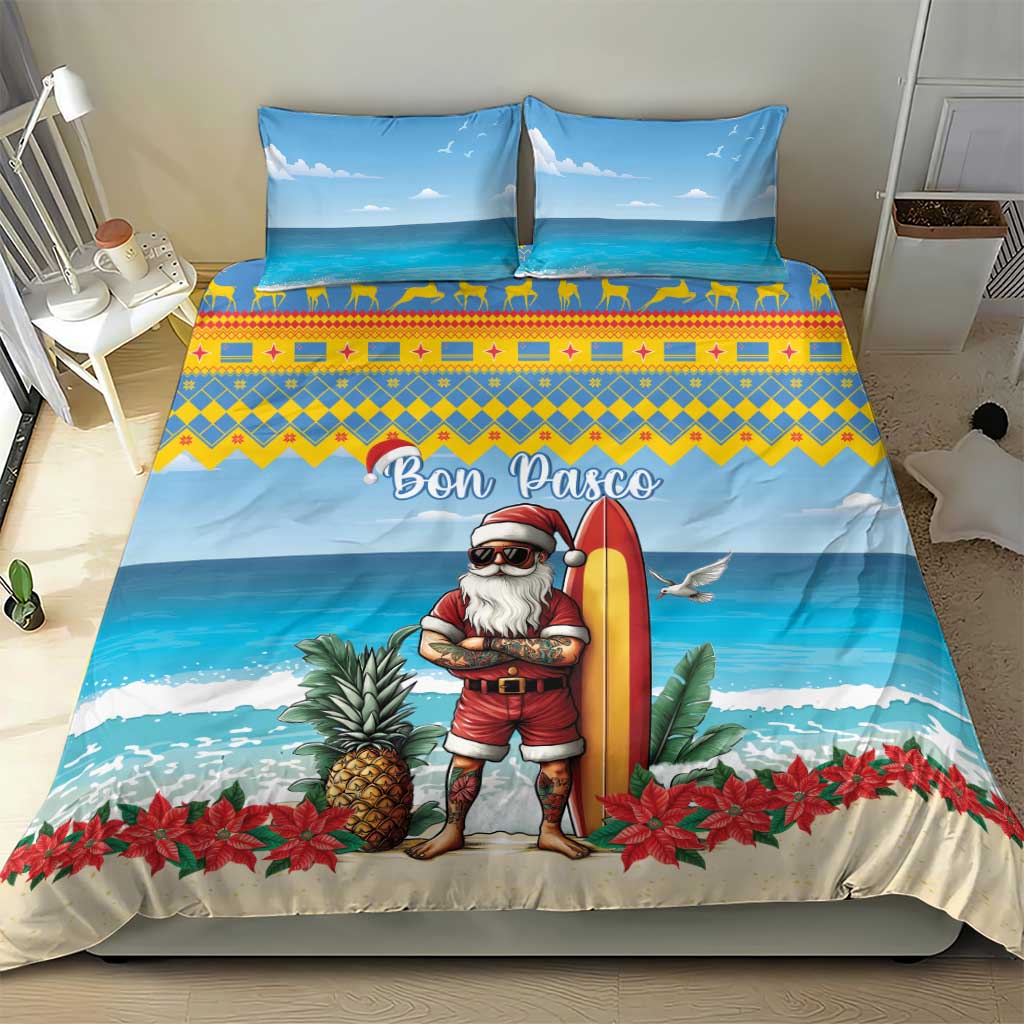 Aruba Christmas Bedding Set Surfing Santa Bon Pasco - Wonder Print Shop