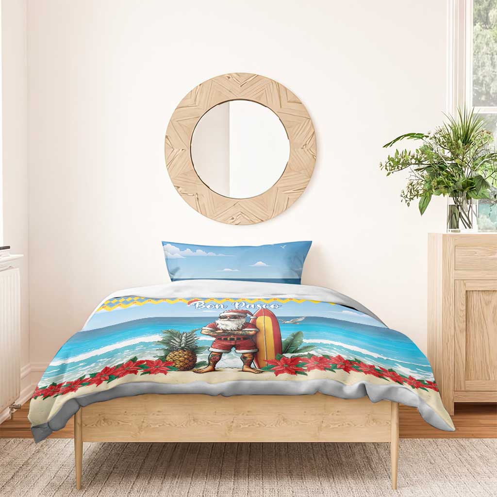 Aruba Christmas Bedding Set Surfing Santa Bon Pasco - Wonder Print Shop