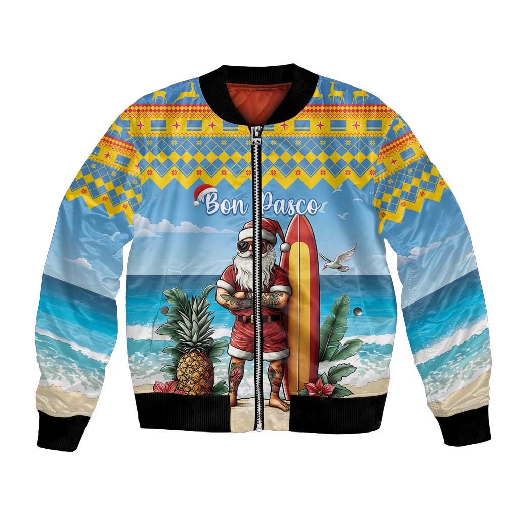 Aruba Christmas Bomber Jacket Surfing Santa Bon Pasco - Wonder Print Shop