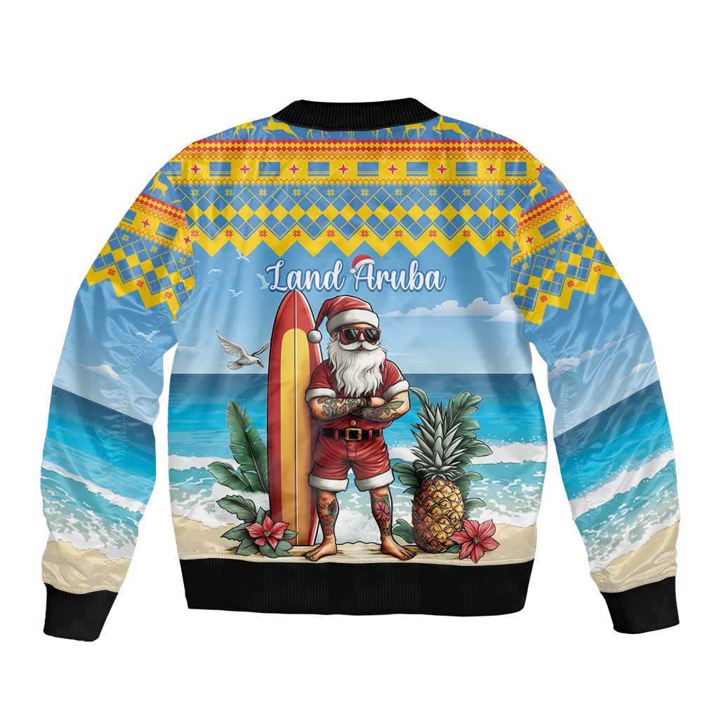 Aruba Christmas Bomber Jacket Surfing Santa Bon Pasco - Wonder Print Shop