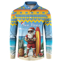 Aruba Christmas Button Sweatshirt Surfing Santa Bon Pasco - Wonder Print Shop