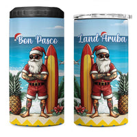 Aruba Christmas 4 in 1 Can Cooler Tumbler Surfing Santa Bon Pasco - Wonder Print Shop